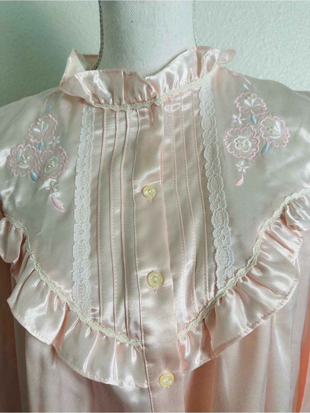 Vintage Pink Miss Elaine Ling Sleeve Nightgown Size Large - Picture 6 of 9